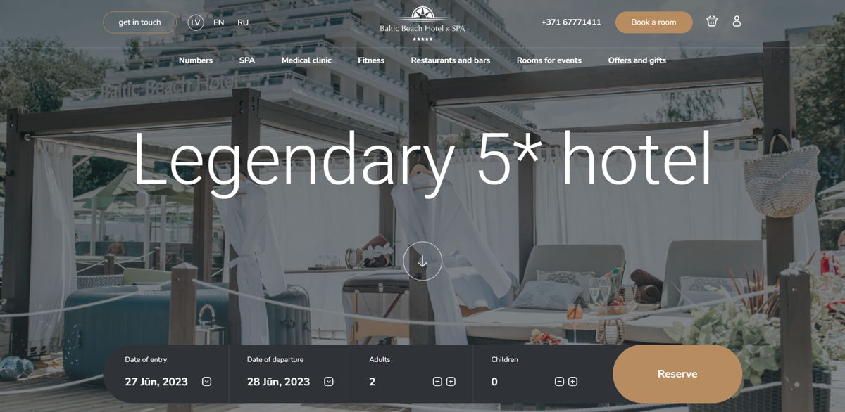 Screenshot of Baltic Beach Hotel & SPA, from the hotel websites collection.