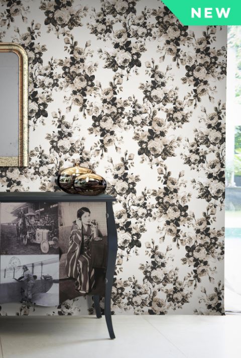 Cream Elegant Rose Flower Wallpaper pattern image