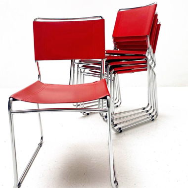  6 Stühle mit Chrombeinen, Bauhaus-Stil Interio