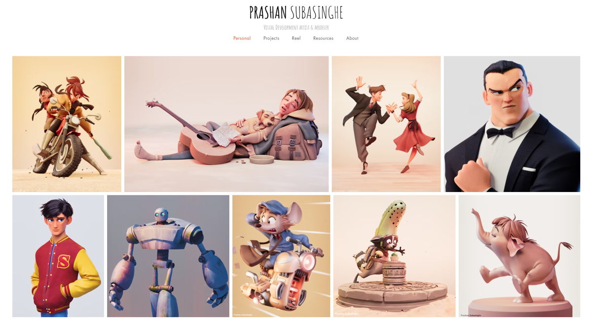 Screenshot of 3D Artist , from the character design portfolios collection.