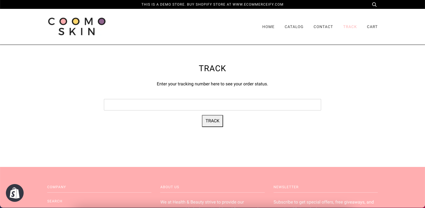 beauty & makeup niche pre-built store order tracking page