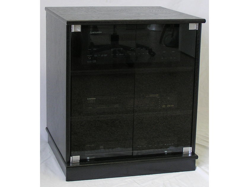 Decibel Designs SC2227BG Black oak Stereo Cabinet with Gray Tint Glass Doors 27" High