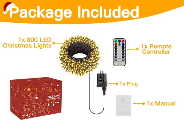 Features of Ollny's 800 leds green cable warm white string lights