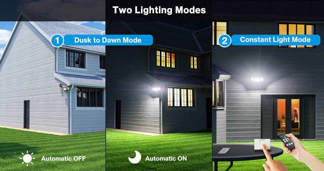 55W Dusk till Dawn LED Outdoor Lights Lighting Modes Setting