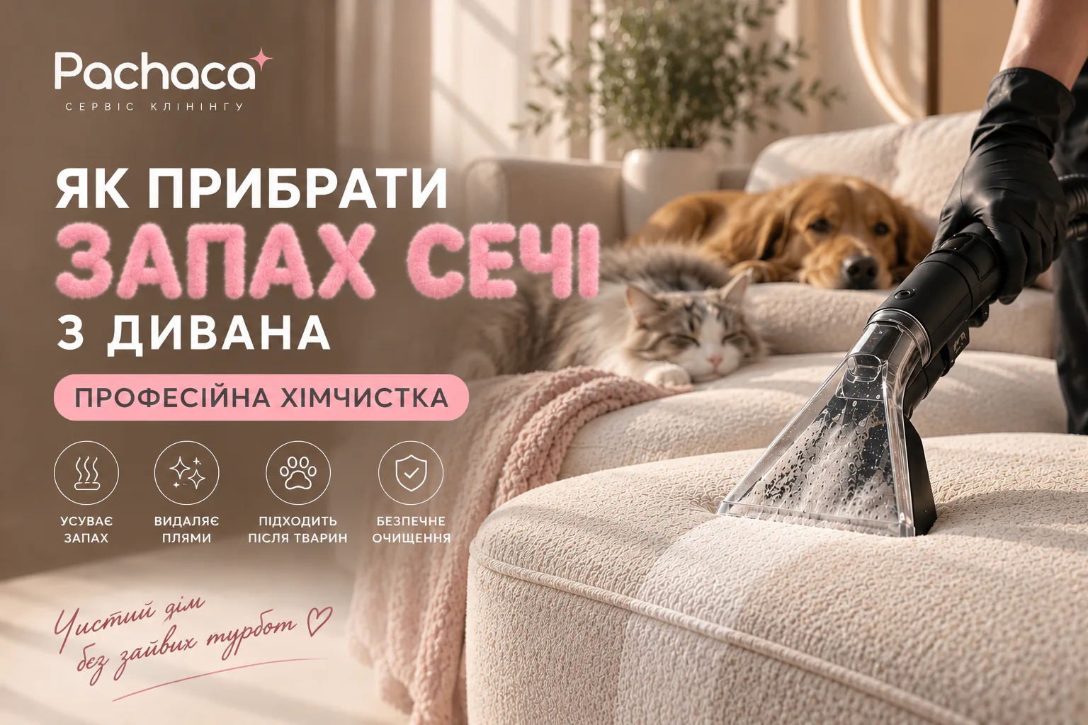 як прибрати запах сечі з дивана