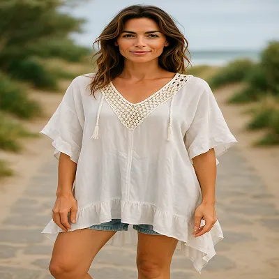 Crochet Top Front and Back from the Neck - Plus Size 