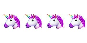 4 unicorn head emojiswith purple mane