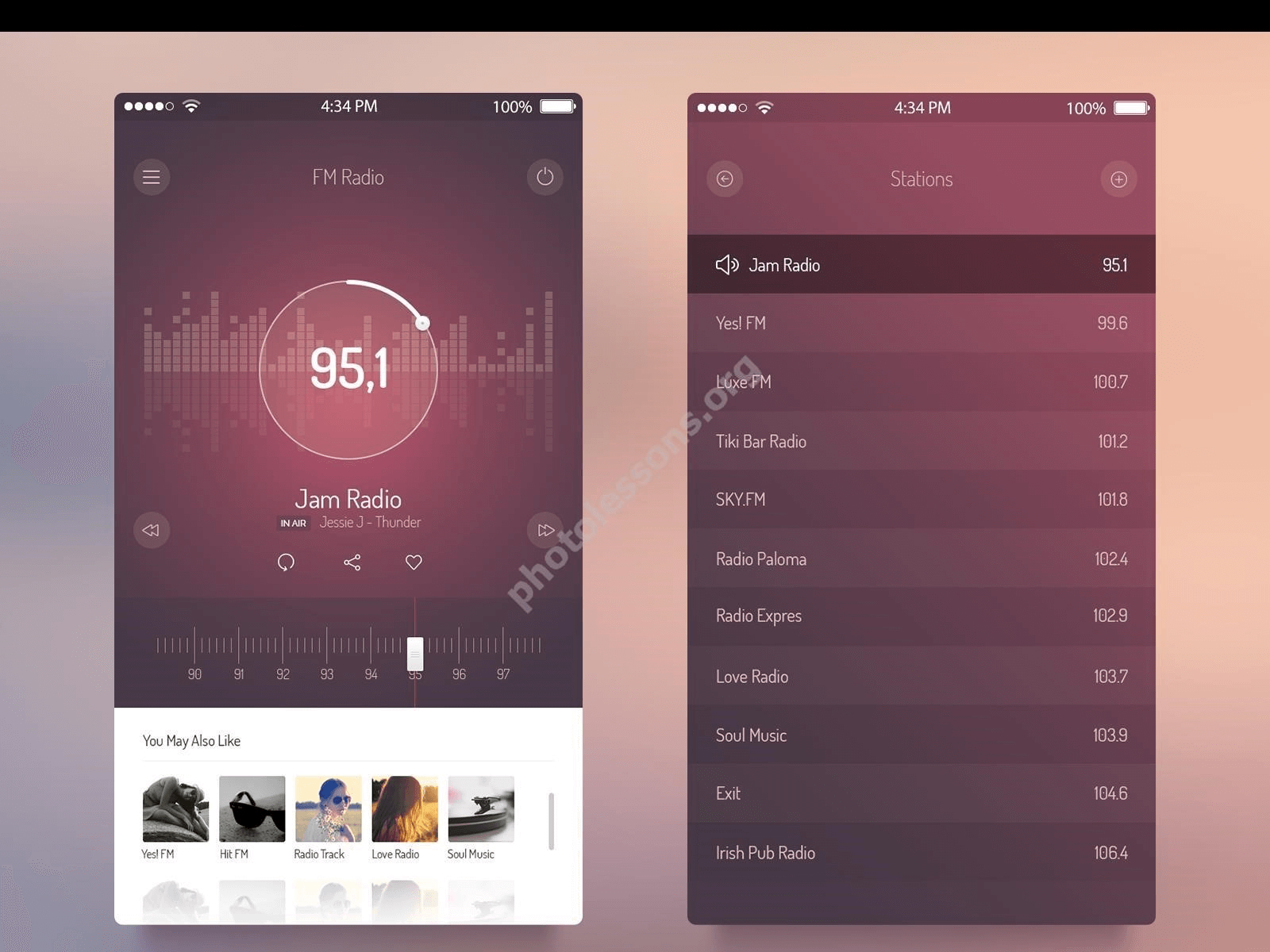 FM радио для iOS 7 - скачать исходник в формате .PSD