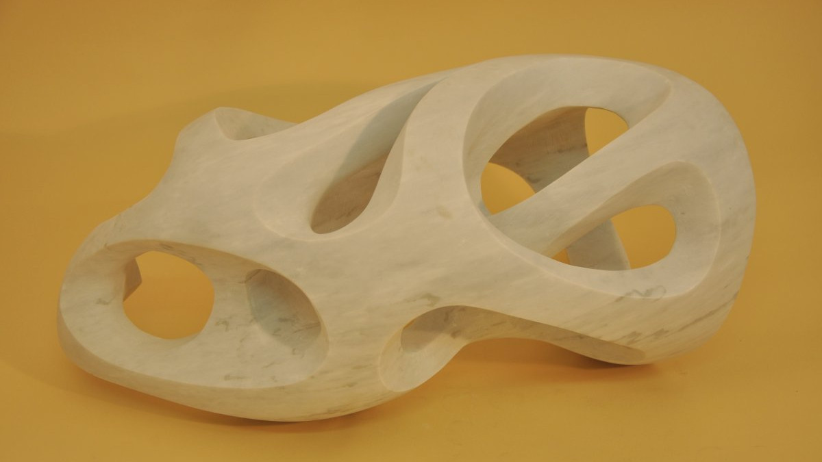 Respiro cosmico - Carrara marble abstract sculpture by Walter Perdan