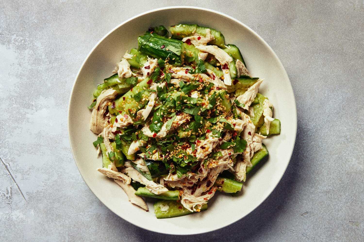 Smashed Cucumber and Chicken Salad