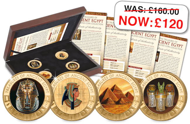 2013 The Treasures of Ancient Egypt Gold Plated Coin Collection Holder and  COA
