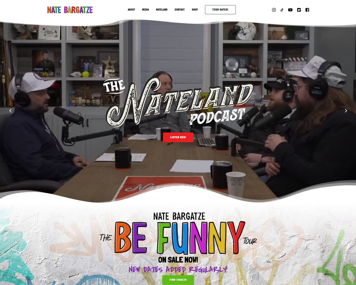 Screenshot of Nate Bargatze, from the stand-up comedian websites collection.