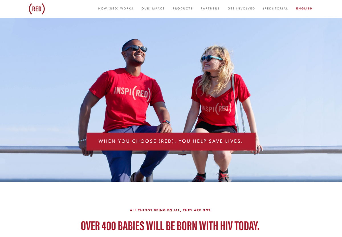 Screenshot of Red, from the nonprofit & charity websites collection.