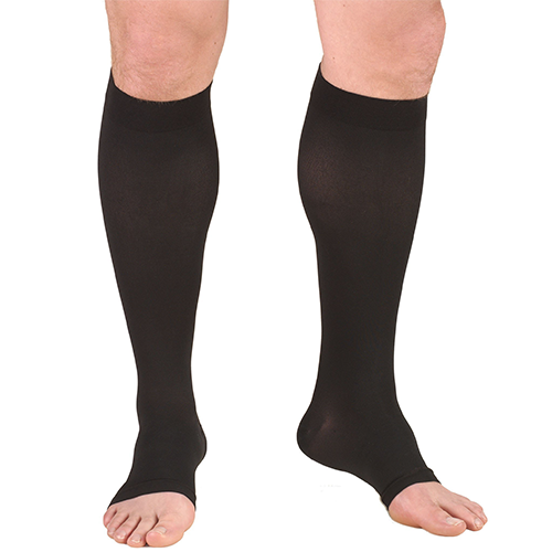Knee High Open Toe Medical Stockings in Black