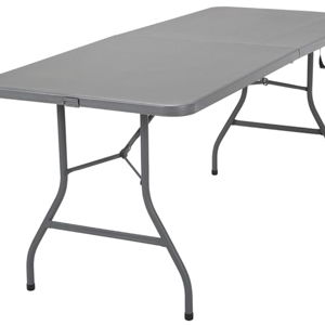 COSCO 6 ft Fold-in-Half Banquet Table w/Handle, 6ft, Grey
