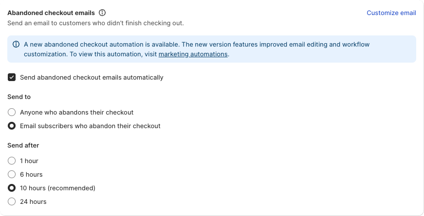 abandoned checkout emails