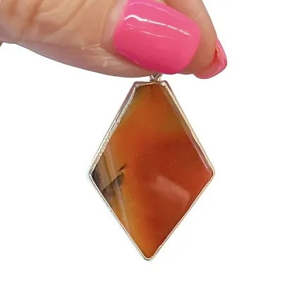 Agate Brown Crystal Pendant - Includes Leather Band