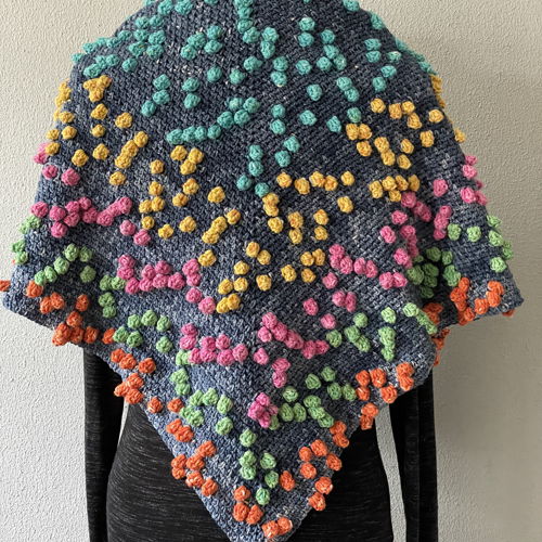Crocheted bobble float wrap shawl