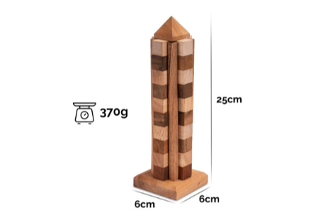 Hand Made Wood Stacking Tower Puzzle Game from Thailand - stacking advanced Tower - Image 2