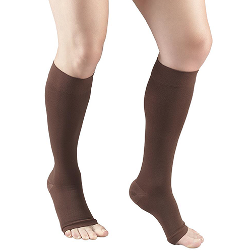 Knee High Open Toe Medical Stockings in Brown
