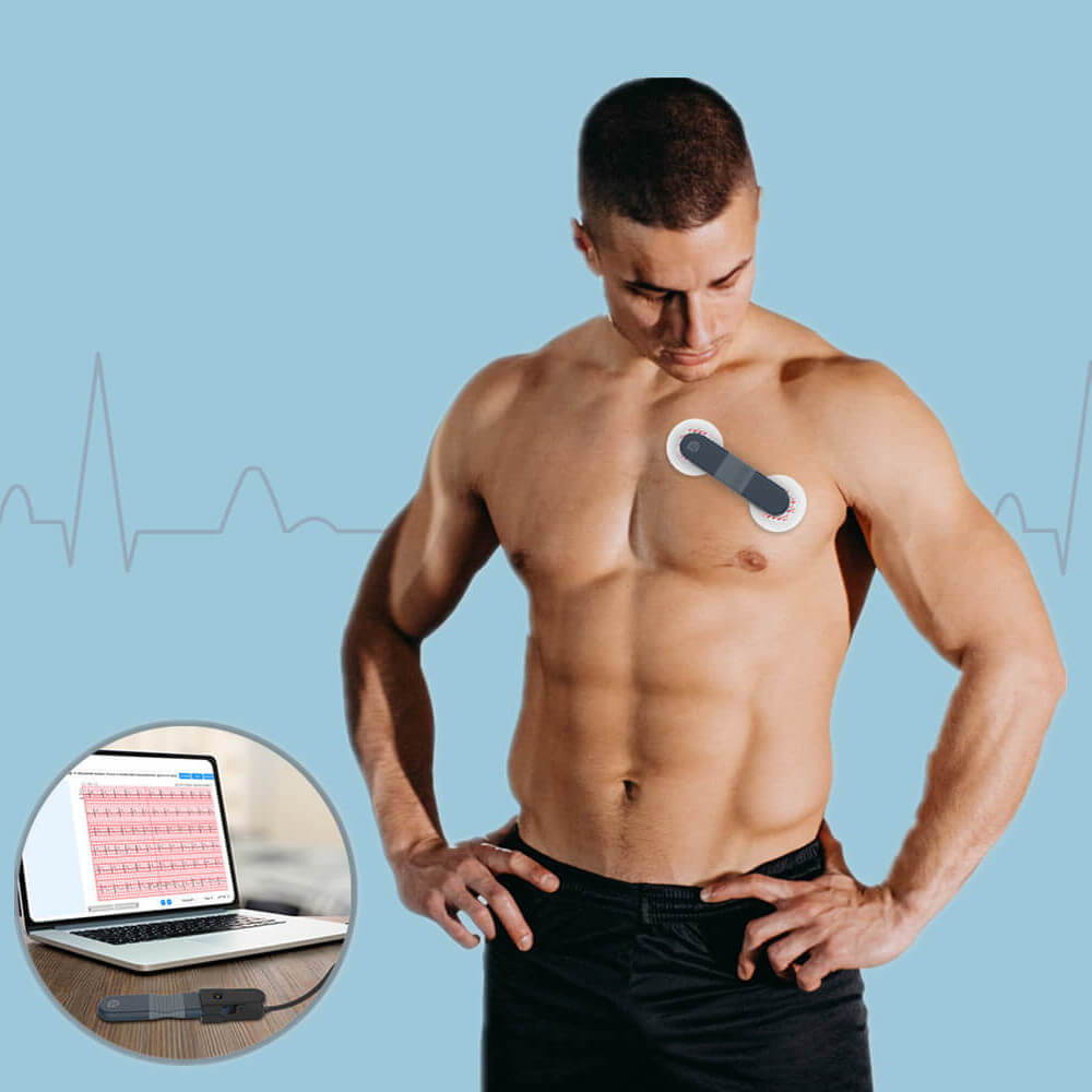24 Hours Holter with Free AI Analysis & PC Report Wellue AI Heart Health Monitor Chargeable Home Heart Recorder 