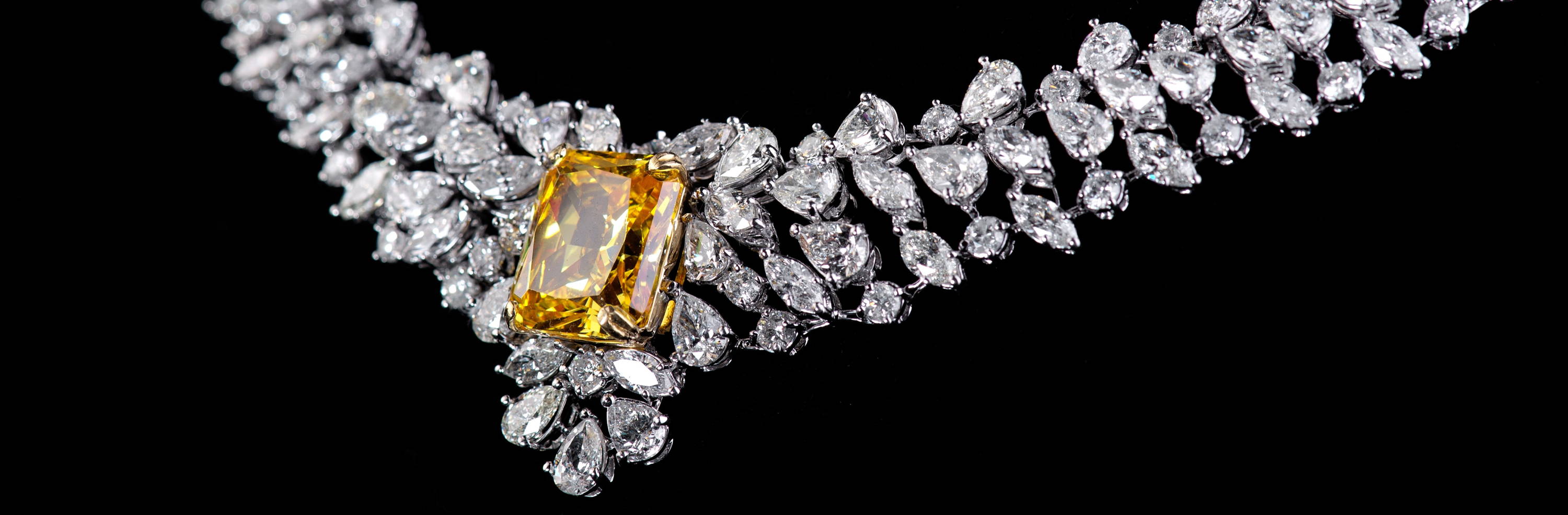 Luxurious diamond necklace on a black background