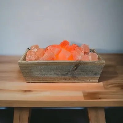 Salt Lamp - Recycled Timber Fire Box