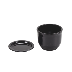 Soba noodle soup cup with plate