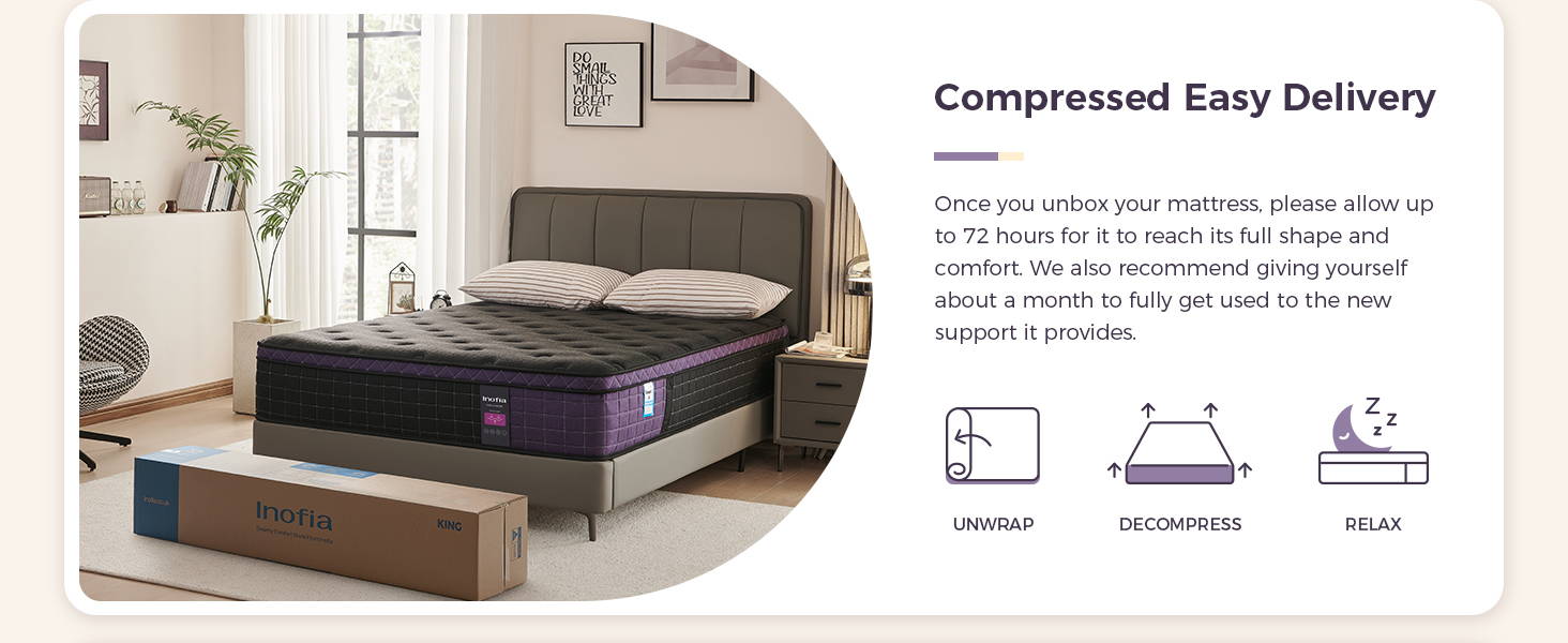 Inofia 12 Inch Cloud-Lux Memory Foam Mattress with Pocket Sprung Medium Firm with Tencel Fabric Fire Resistant Barrier Pressure Relieving OEKO-TEX Certified