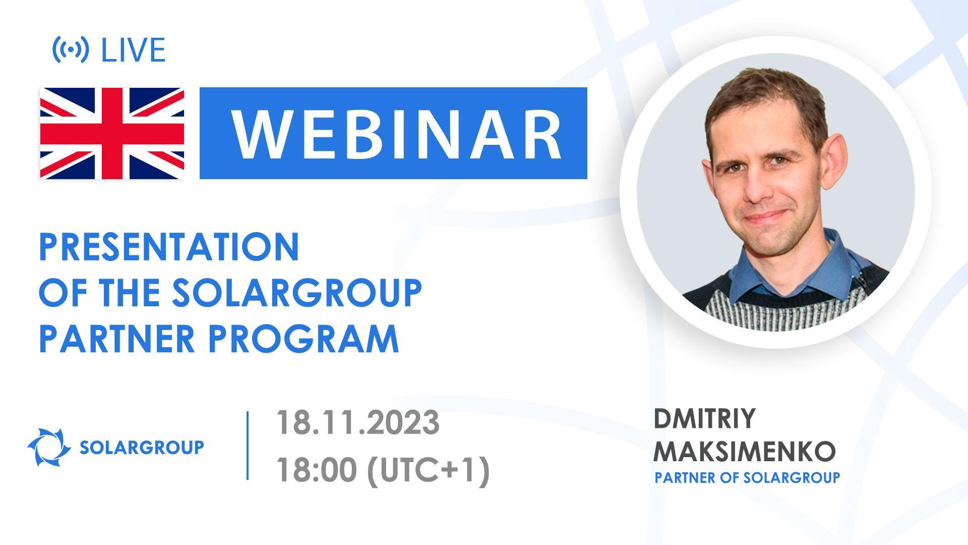 English. Presentation of the SOLARGROUP partner program