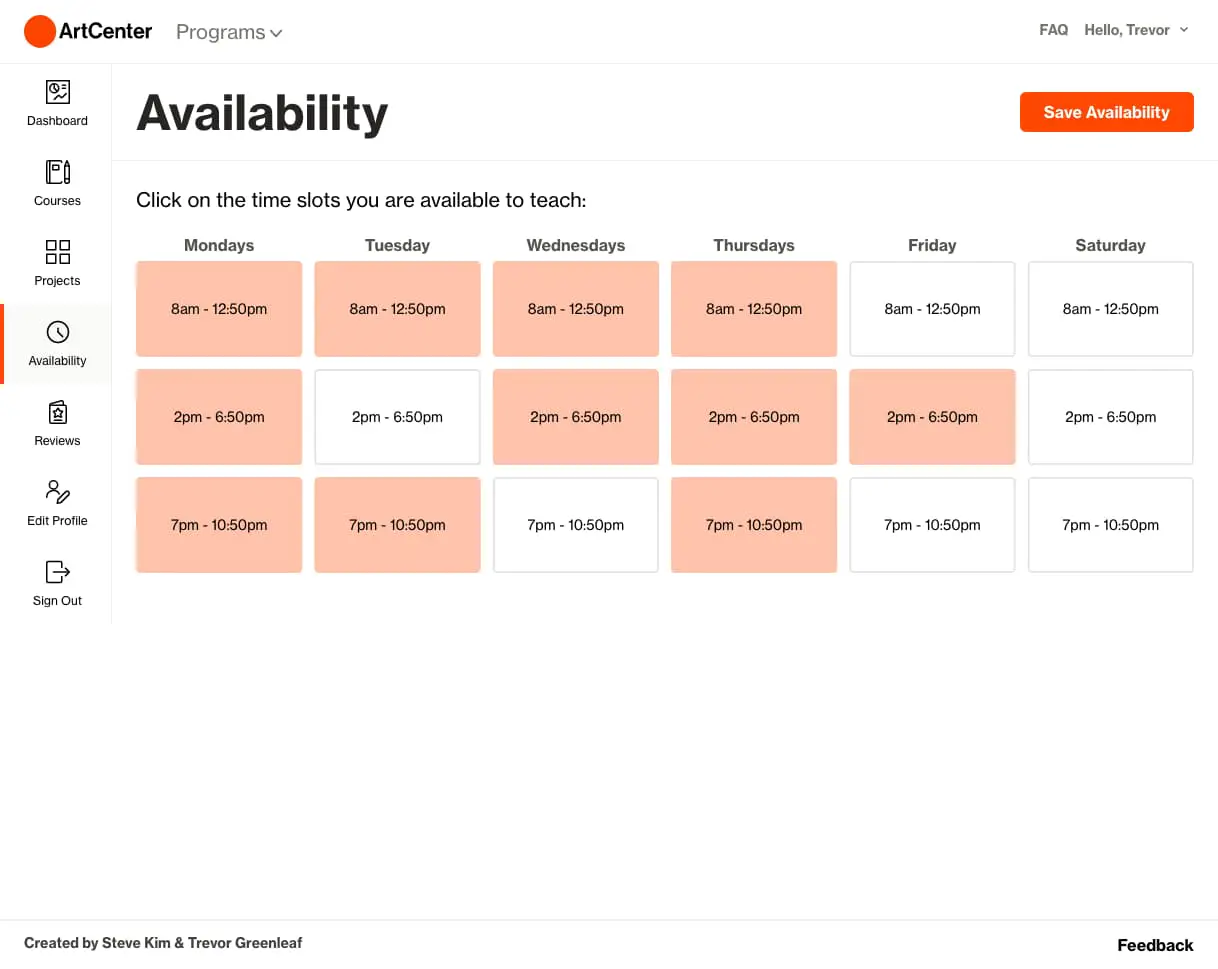 Image of Availability Calendar