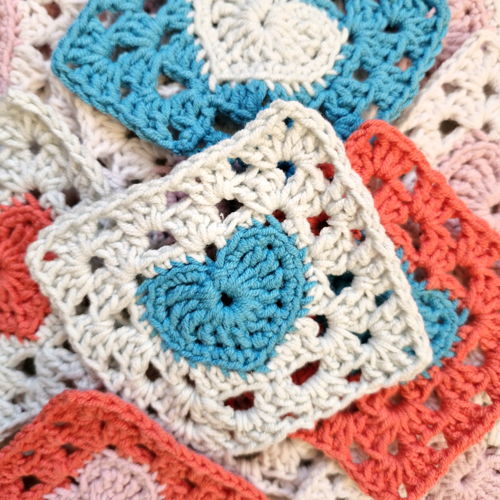 Haakpatroon Granny Square met hartje