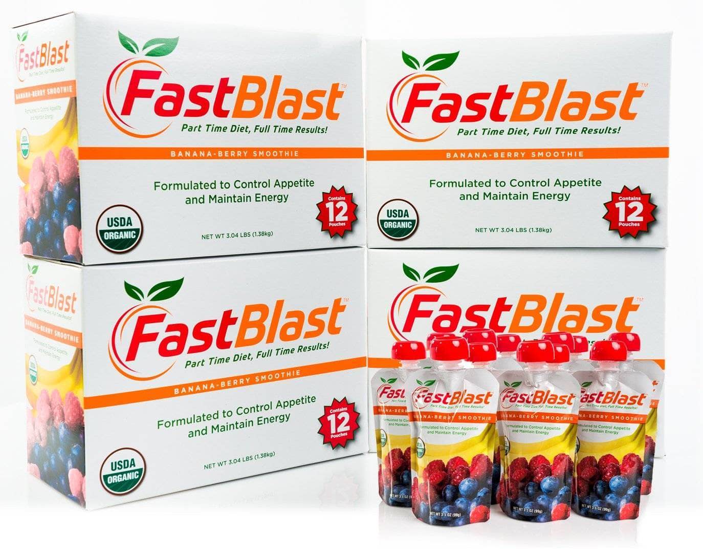 Fastblast smoothies come in convienient pouches you can take with you anywhere