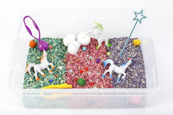 Unicorn Themed Sensory Bin