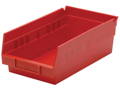 Red plastic storage bin 4" wide