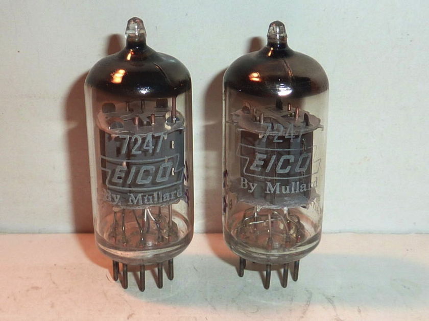 Mullard 7247 12DW7 Blackburn Tubes - Matched Pair, NOS Testing