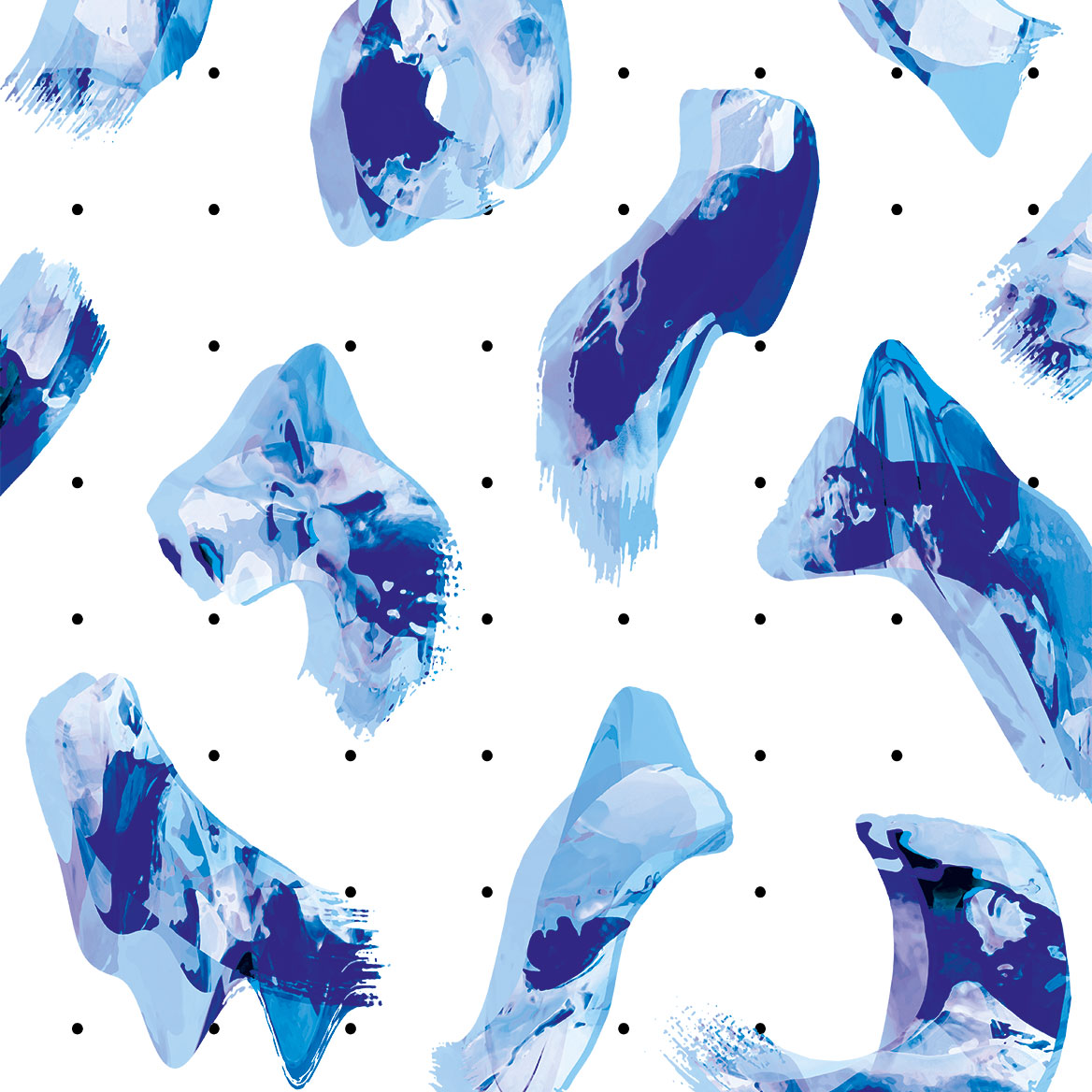 White & Blue Funky Pattern Wallpaper pattern