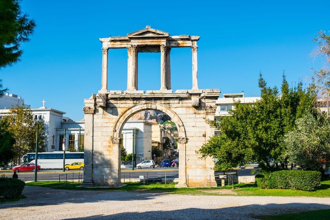 Hadrian's Arch, an ancient Roman structure in Athens, remains timeless