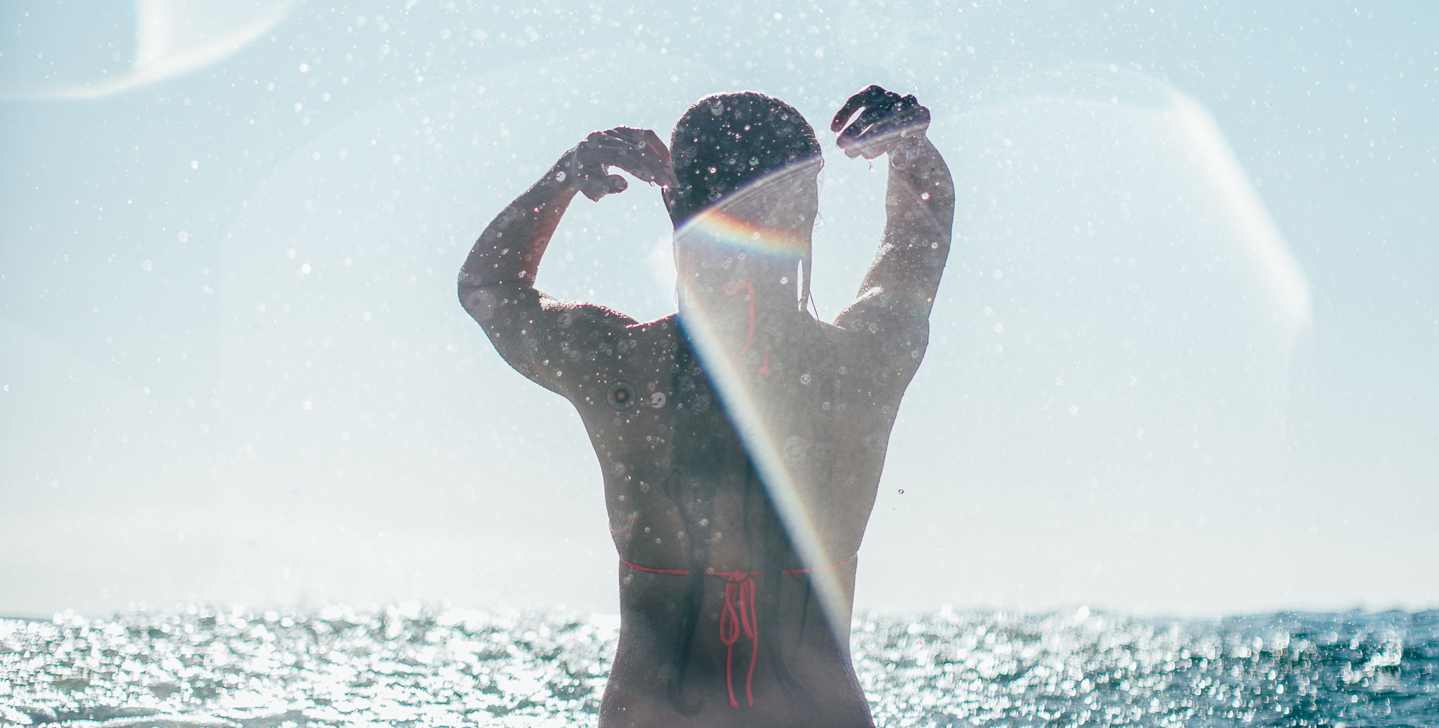 Girl swimming at Burleigh Point