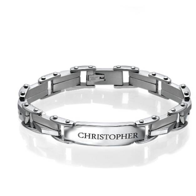 Rugged, masculine men's bracelet made from stainless steel with a flexible and comfortable unique link chain is the best gift for Him
