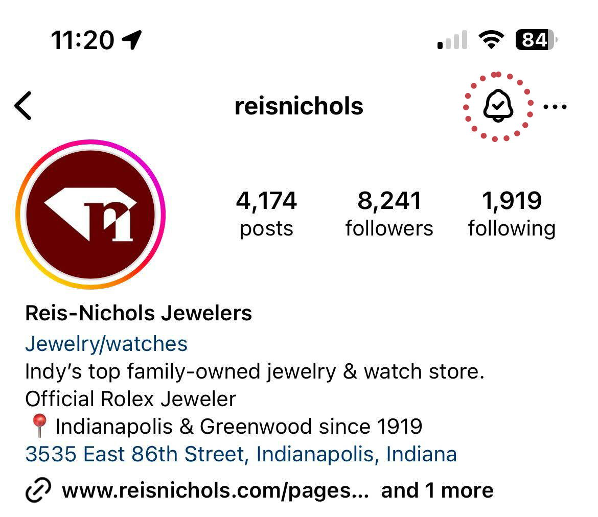Reis-Nichols Instagram with notifications turned on