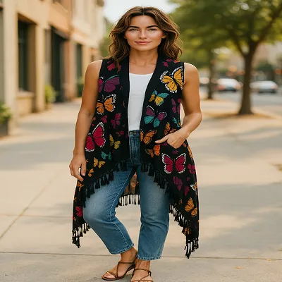 Summer Vest With Butterflies - Fit up to Size 18