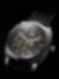 Close-up of a BENYAR skeleton watch on a black background. The watch has a gold-colored case and a black leather strap