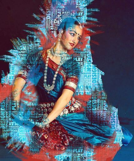 Type Фотошоп экшен - типографский типа шрифт вокруг объекта