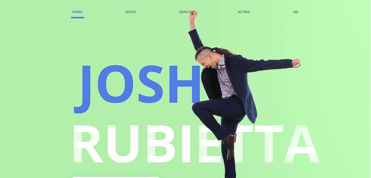 Screenshot of Josh Rubietta, from the simple & minimal websites collection.