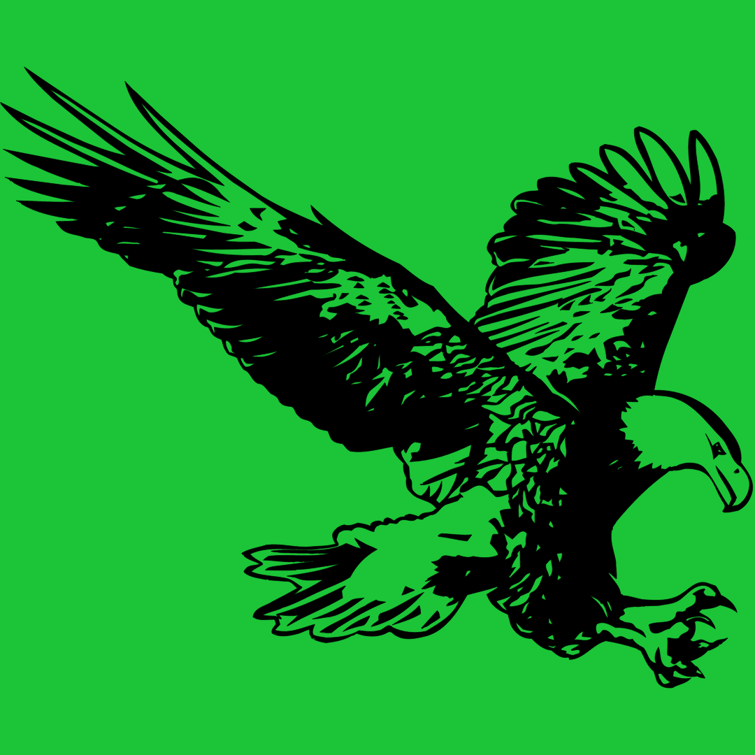 Black Drawing of an Eagle over a Green Background