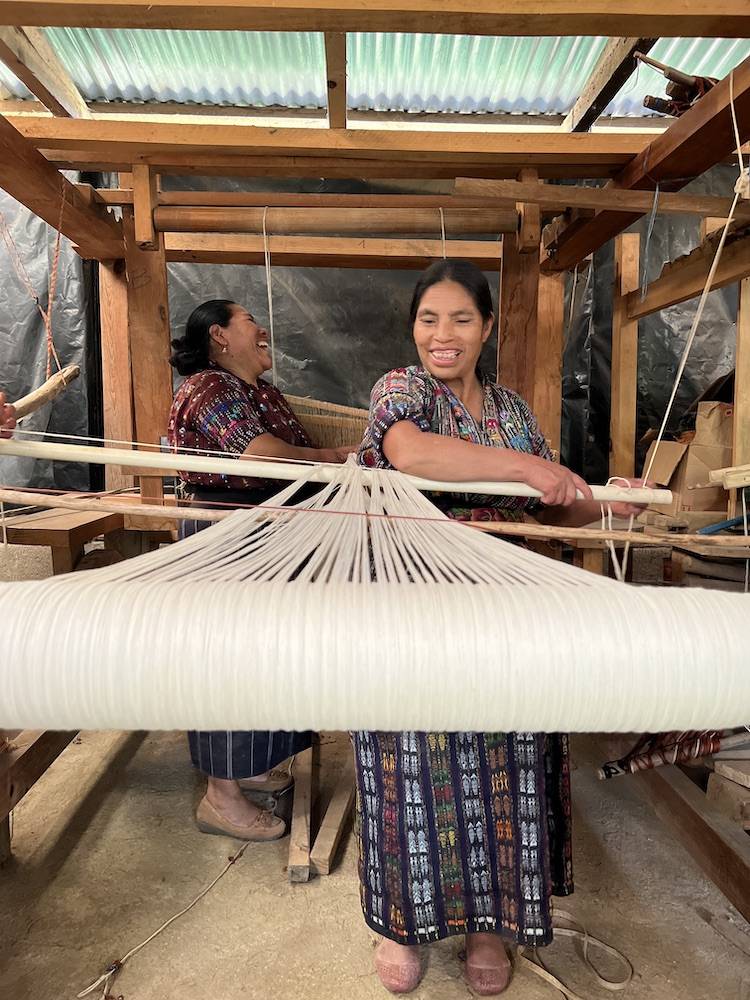 Mayan weavers on the pedal loom