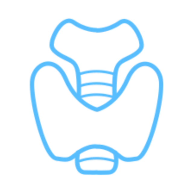 Abstract blue digital illustration of a stylized tooth with layered horizontal lines on a black background.