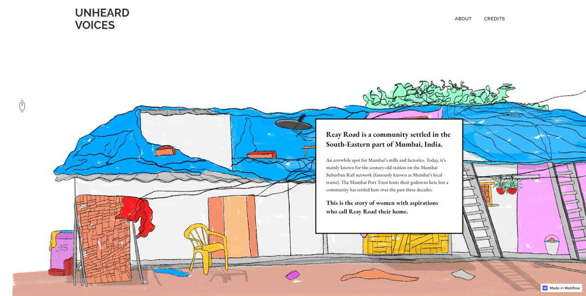 Screenshot of Unheard Voices Map, from the blog design examples collection.