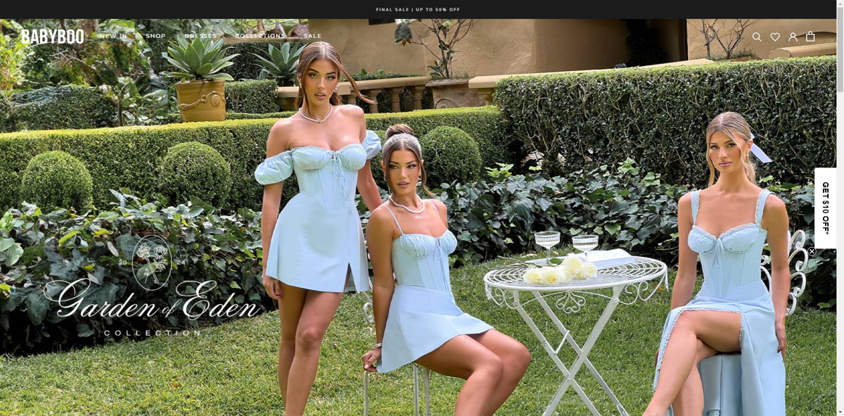 Screenshot of BABYBOO Fashion, from the shopify clothing stores collection.